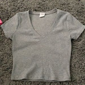 Grey v neck crop top